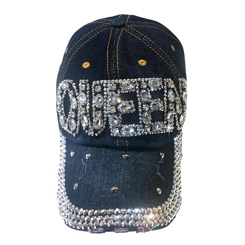Popfizzy Queen Hats for Women, Bedazzled Queen Gifts, Bling Hats for Women, Sparkly Rhinestone Hat, Trendy Queen Accessories
