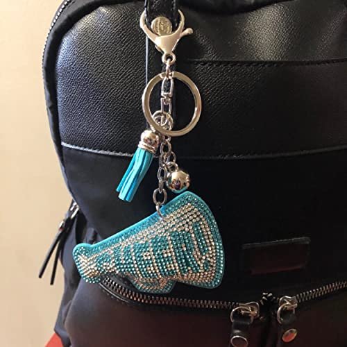 Popfizzy Silver and Blue Cheer Keychain for Women and Girls, Cheerleader Bag Charm