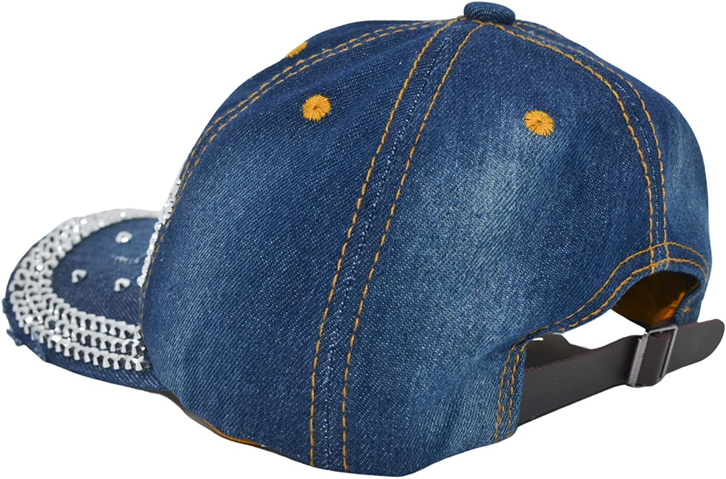 Bedazzled Princess Crown Rhinestone Hat, Bling Denim Baseball Cap for Women