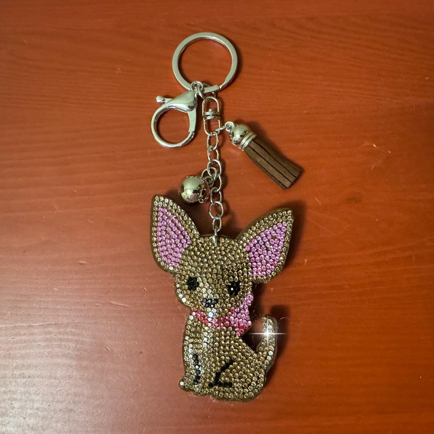 Popfizzy Chihuahua Keychain Accessories, Animal Backpack Key Chain, Rhinestone Purse Charms, Chihuahua Gifts for Dog Lovers