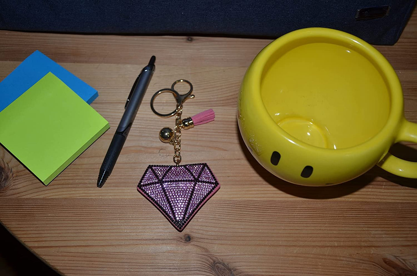 Pink Diamond Keychain for Women, Bling Purse Charms for Handbags, Girls Backpack Key Fob, Crystal Bag Charm Keyrings
