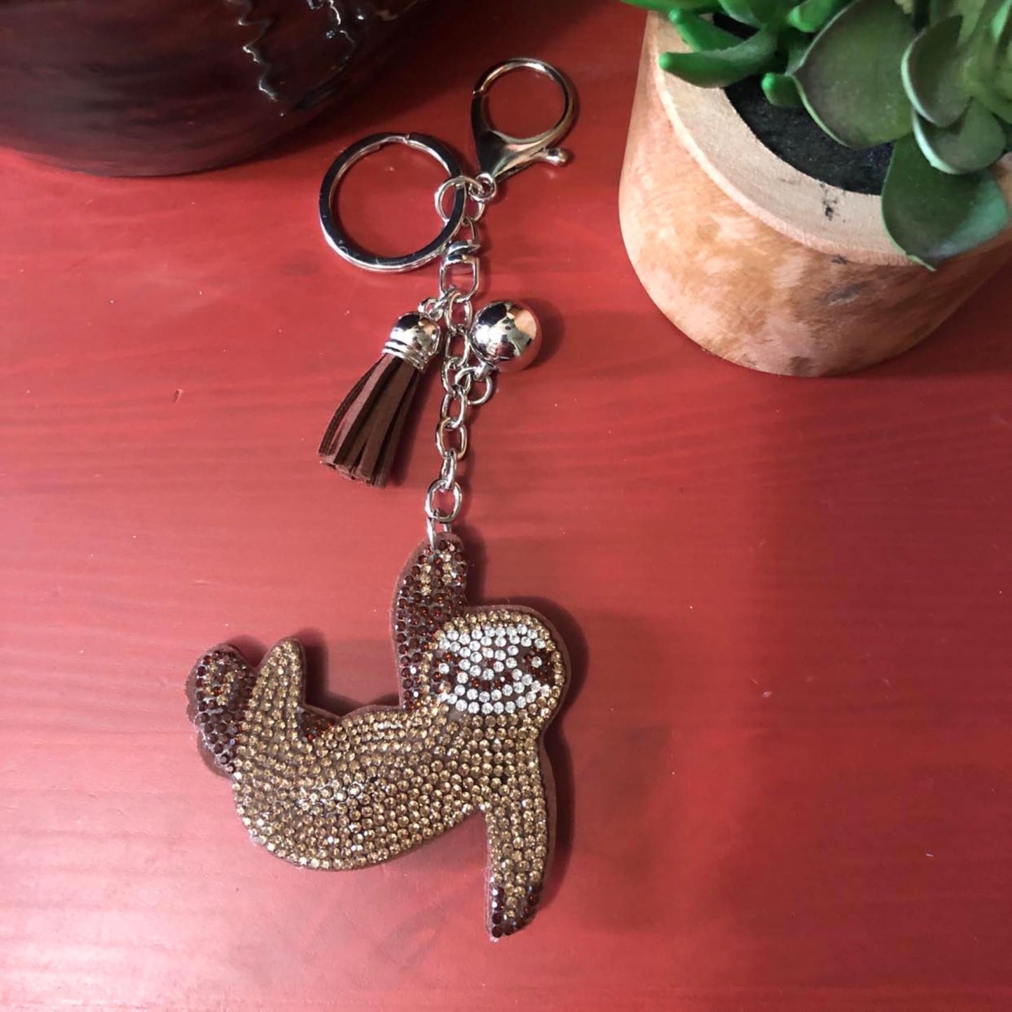 Bling Sloth Keychain Accessories for Women, Purse Charms for Handbags, Car Keys Keychain