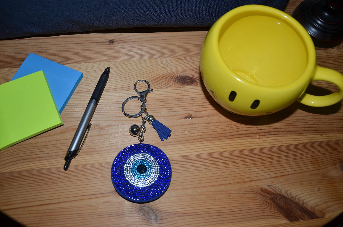 Popfizzy Rhinestone Blue Evil Eye Keychain for Women, Girl’s Backpack Key Fob, Bling Purse Charm for Handbags, Bag Charms