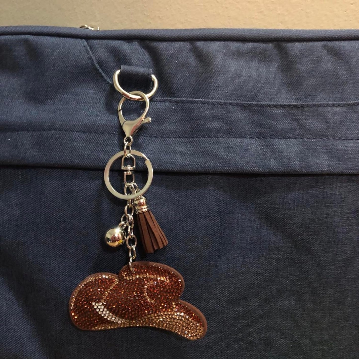Popfizzy Cowgirl Hat Rhinestone Keychain Accessories for Women, Car Keys Keychain Charms, Cute Keychain, Bling Purse Charms for Handbags