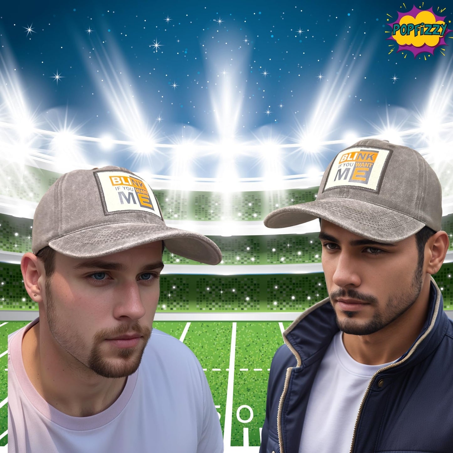 Popfizzy Blink if You Want Me Hat for Men and Women, Fun Unisex Cotton Baseball Cap with Funny Sayings, Great Gift for Adults