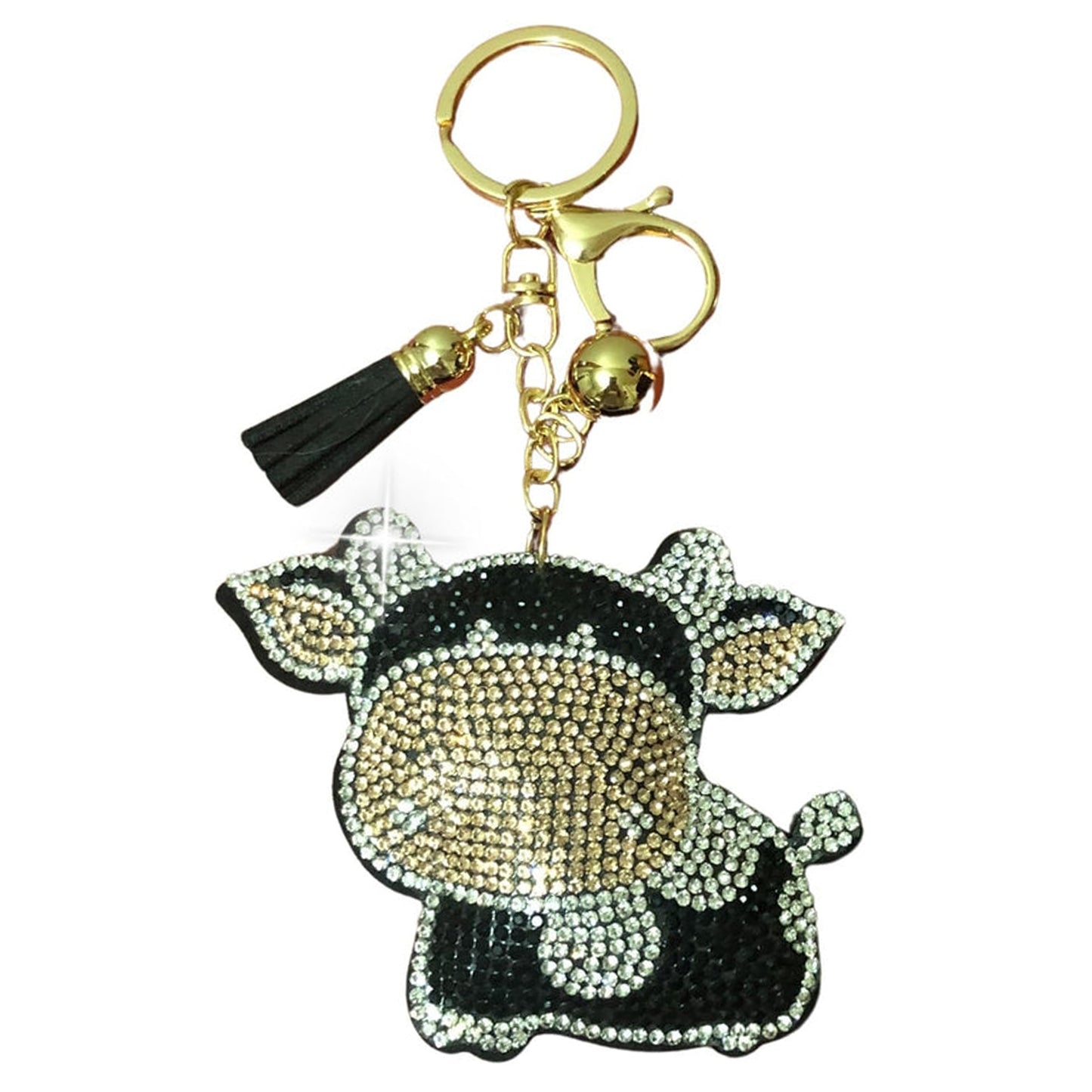Popfizzy Bling Cow Keychain, Purse Charm, Backpack Charm, Crystal Bag Charms, Rhinestone Key Fob