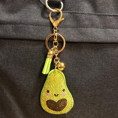 Popfizzy Rhinestone Avocado Keychain for Women, Bling Avocado Backpack Charm, Avocado Gift for Women, Guacamole Purse Charm