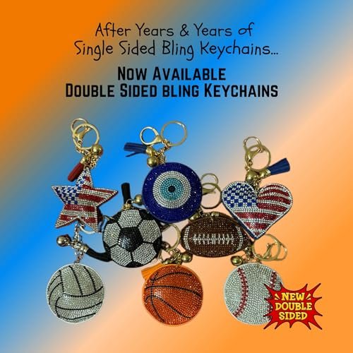 Popfizzy Bling Baseball Keychain for Women and Girls, Rhinestone Purse Charm, Bag Charm, Girls Baseball Gifts, Double Sided