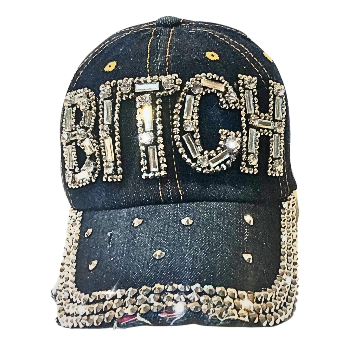 Popfizzy Bitch Hat for Women, Rhinestone Funny Hats for Adult Humor, Bling Baseball Cap for Bad Bitches, Best Sarcastic Hat