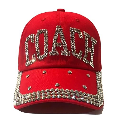 Popfizzy Bling Coach Hat with Rhinestones for Women, Best Cheer Coach Hat, Soccer Coach, Baseball Coach, Sports Coach Gifts