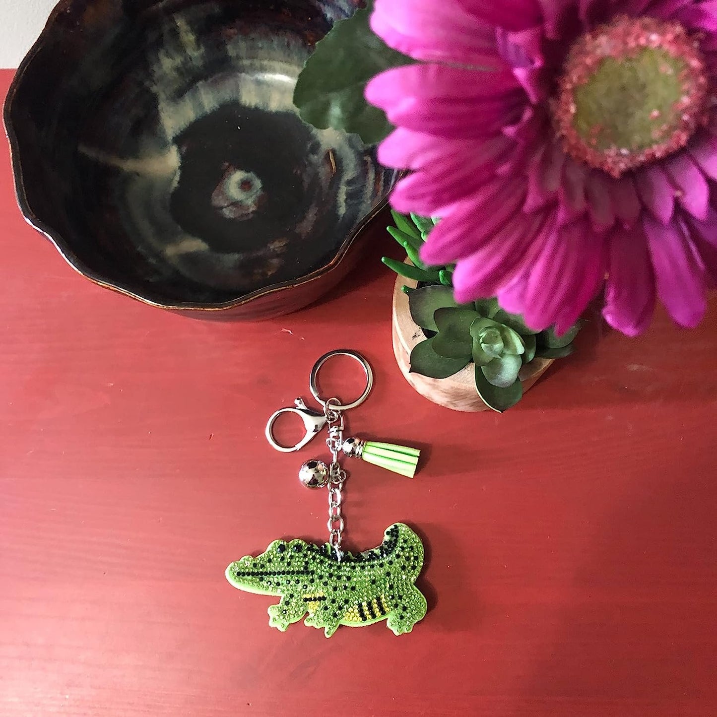 Popfizzy ALLIGATOR Bling Keychain, Purse Charm, Backpack Charm, Crystal Bag Charms