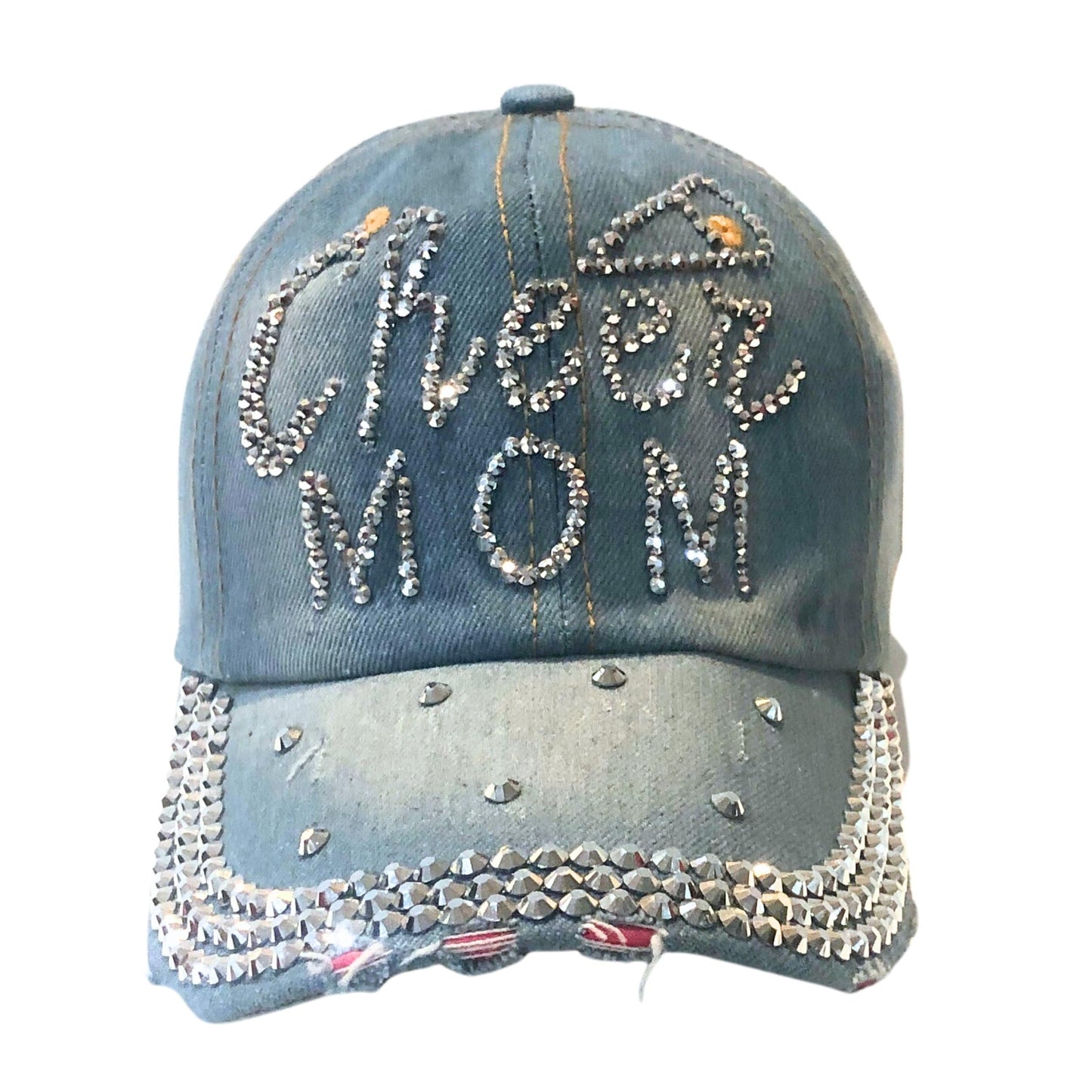 Popfizzy Cheer Mom Hat for Women, Rhinestone Cheer Mom Gifts, Bling Cheer Accessories, Cheer Clothes, Cool Cheer Gifts