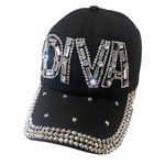 Rhinestone Diva Hat for Women, Bedazzled Diva Gifts, Black Bling Baseball Hat