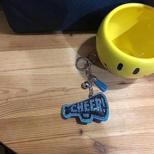 Popfizzy Black and Blue Cheer Keychain for Women and Girls, Cheerleader Bag Charm