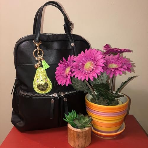 Popfizzy Rhinestone Avocado Keychain for Women, Bling Avocado Backpack Charm, Avocado Gift for Women, Guacamole Purse Charm