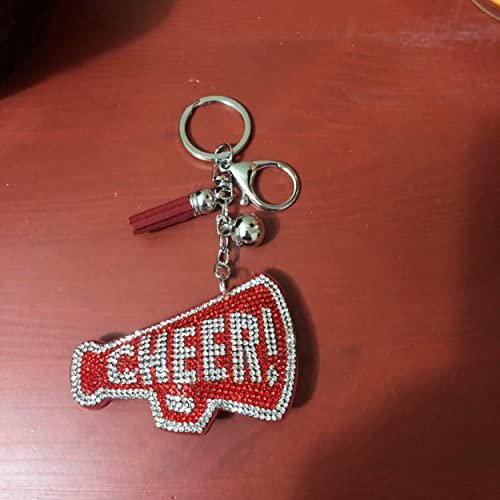 Popfizzy Cheer Keychain, Bling Cheerleading Backpack Key Chain, Rhinestone Cheerleader Purse Charms