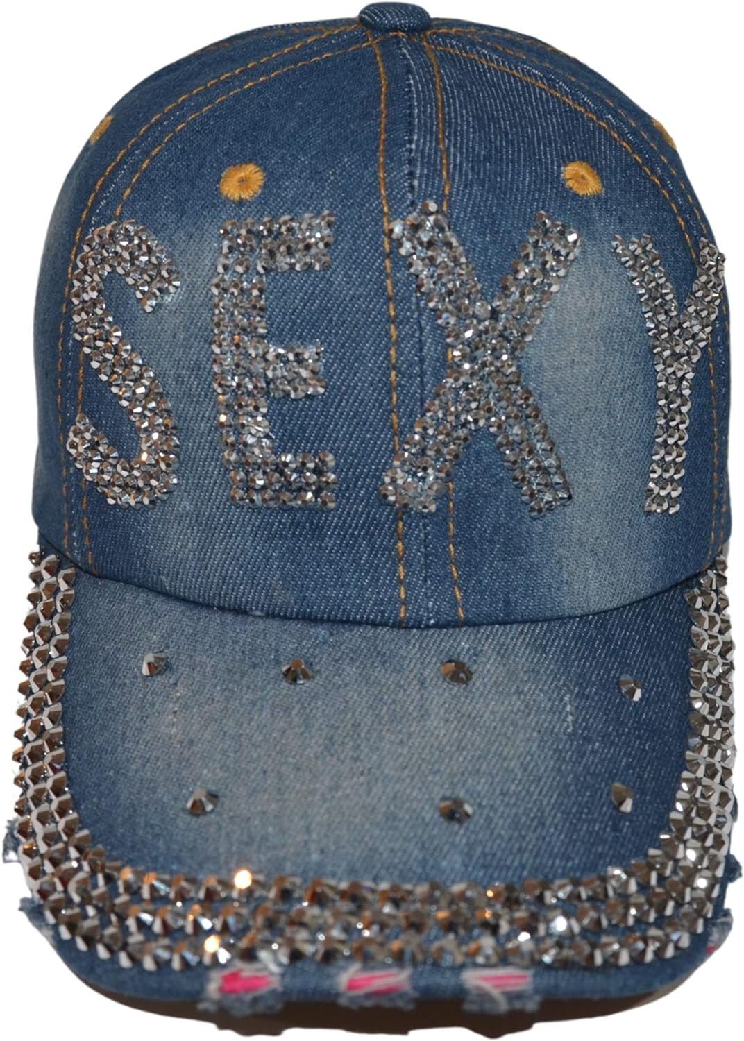Popfizzy Women’s Sexy, Bling Blue Denim Adult Baseball Hat