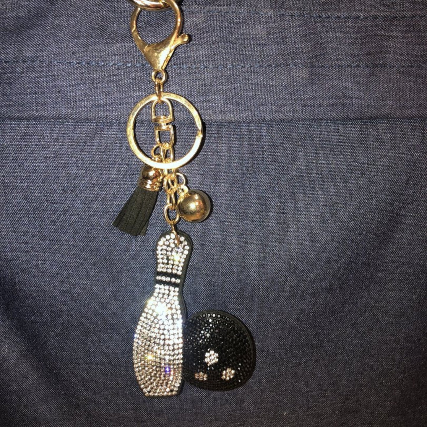 Popfizzy Bowling Keychain, Bowling Ball Rhinestone Purse Charms, Fun Bling Gifts for Bowlers