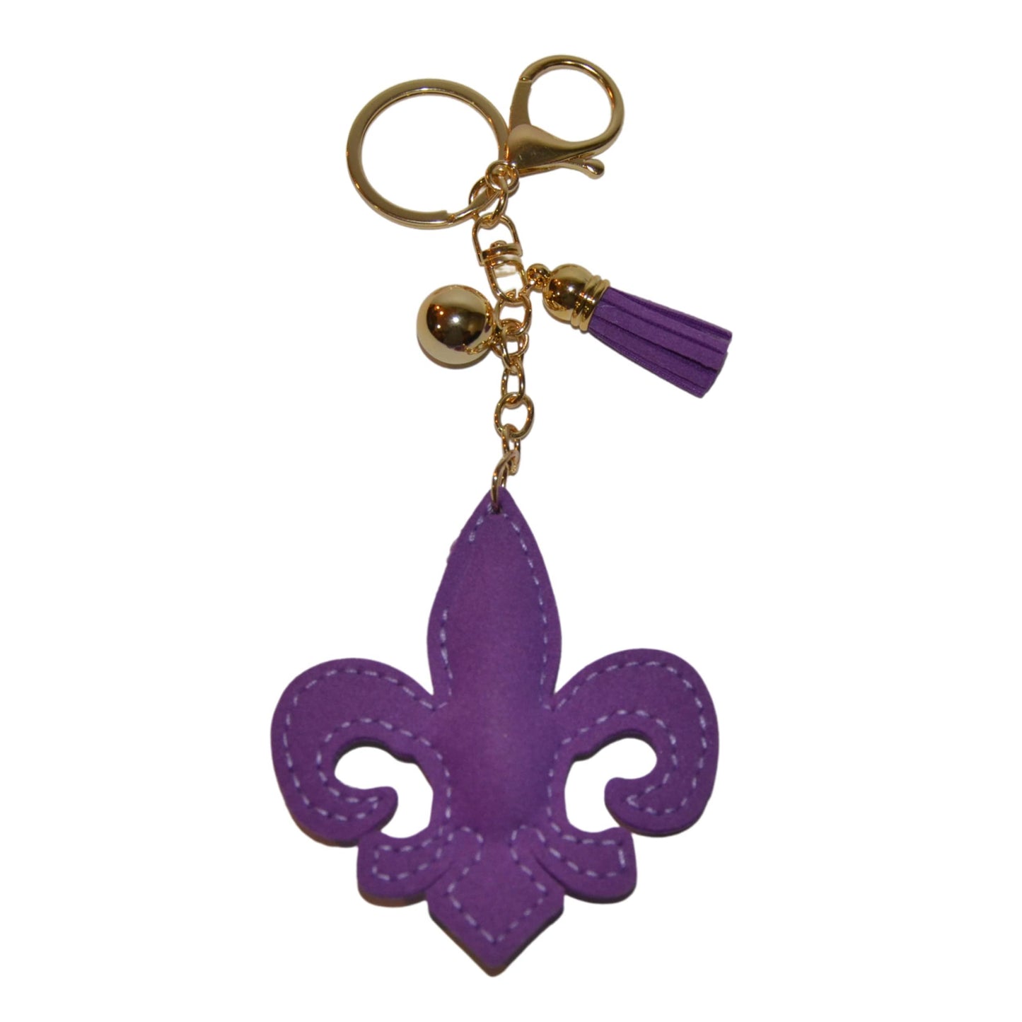 Popfizzy Mardi Gras Fleur De Lis Keychain, Bling Backpack Key Chain, Rhinestone Purse Charms, Crystal Key Fob
