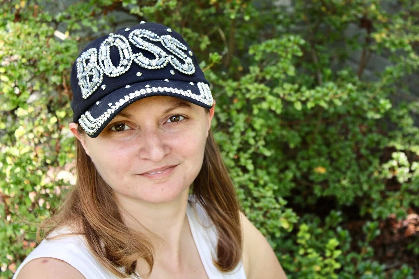 Popfizzy Women’s Boss Hat, Bling Adult Baseball Hat, Black