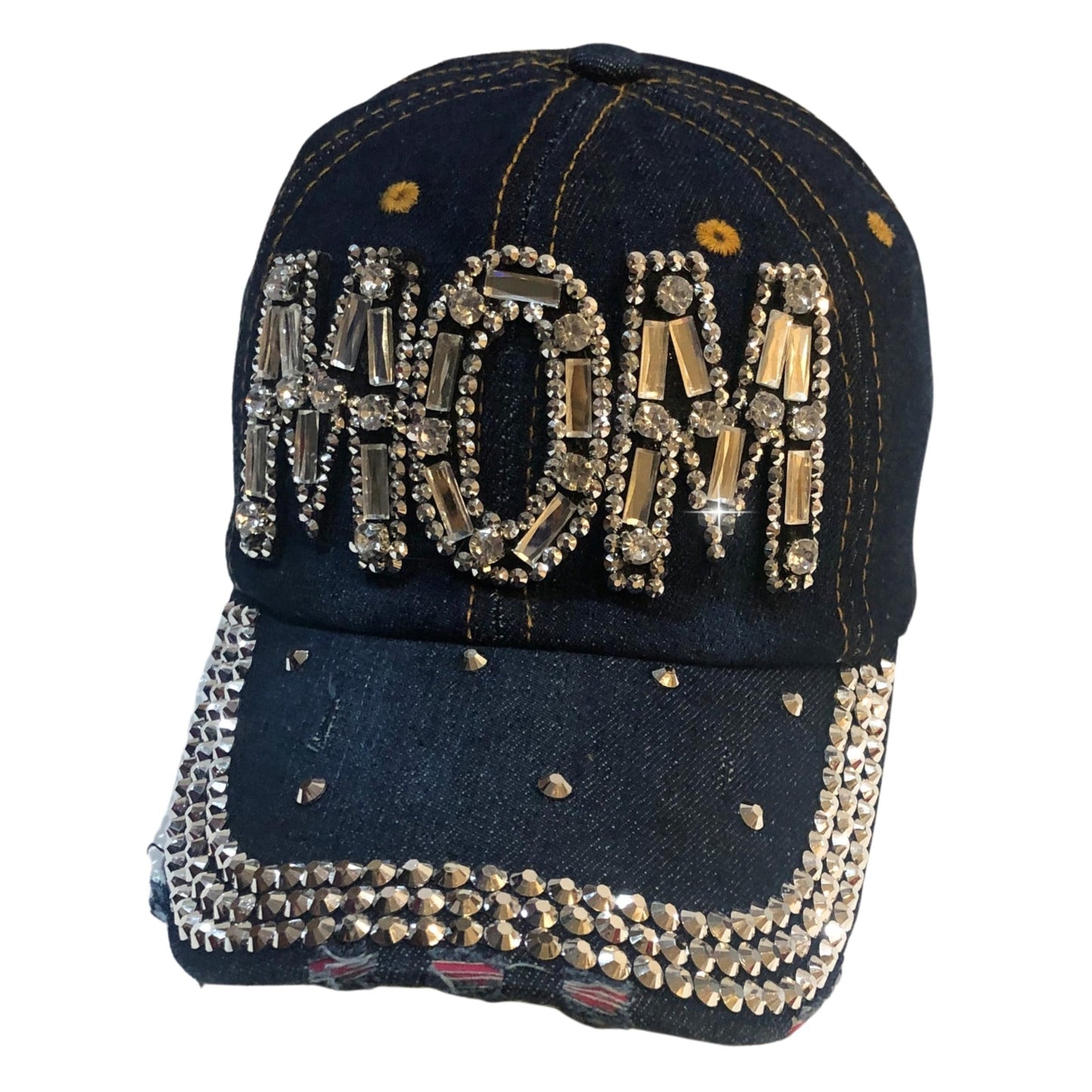Popfizzy Rhinestone Mom Hat, Bling Baseball Cap for Mom, Cool Mom Gifts, Best Mama Hat, Sparkle Mom Accessories, Mom Cap