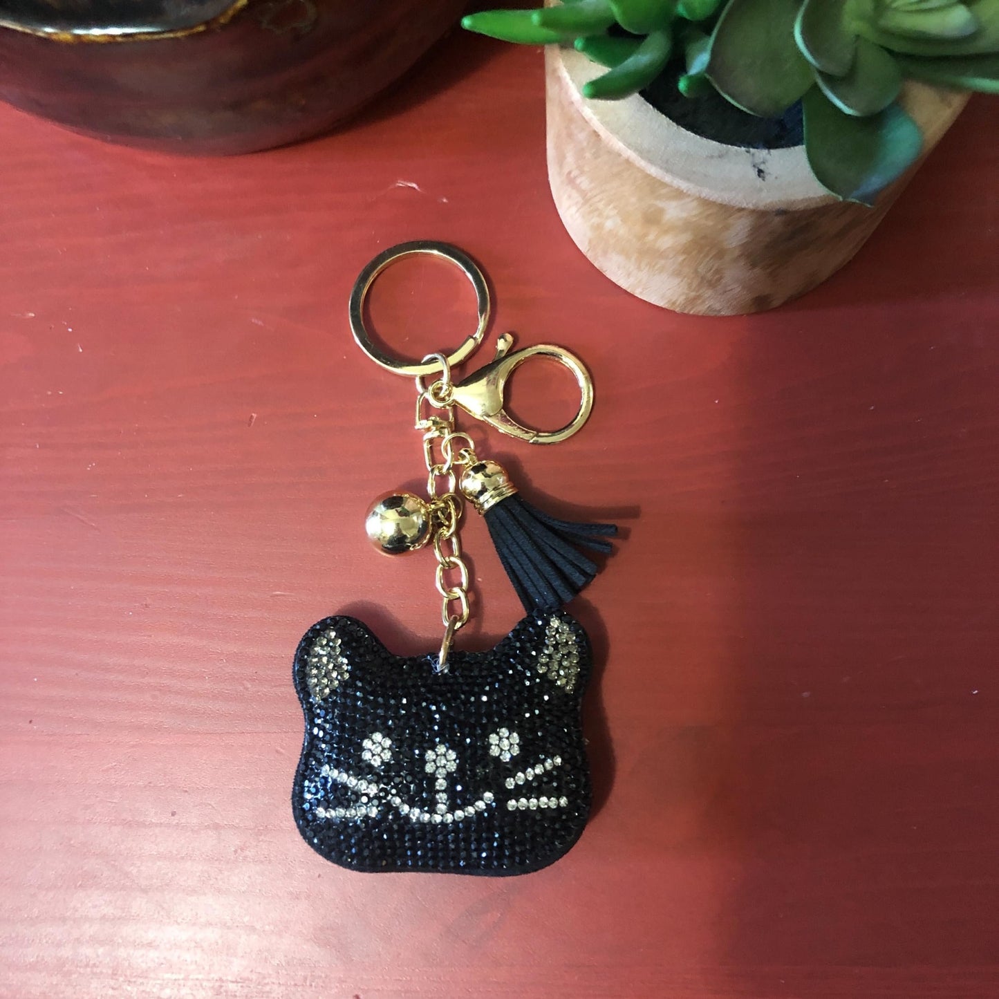 Popfizzy Bling Black Cat Keychain for Women, Cat Key Chains for Car Keys, Cat Keychain Accessories, Cat Gifts for Cat Lovers