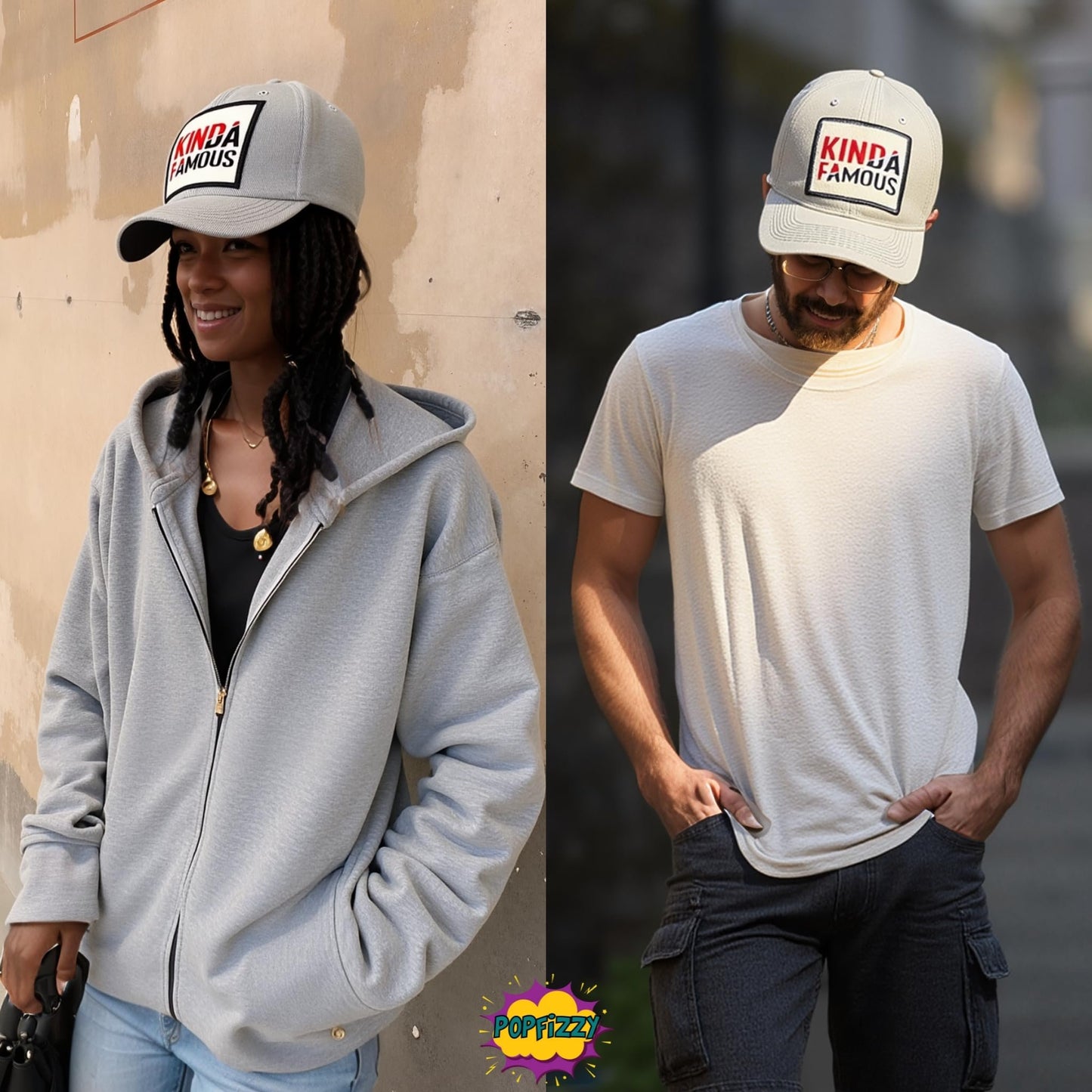 Popfizzy Kinda Famous Funny Hats for Men and Women, Funny Birthday Gifts for Friends, Curved Brim Hat, Adjustable