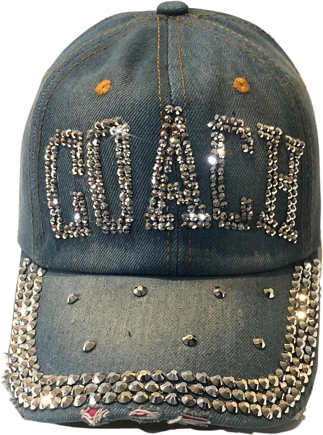 Popfizzy Bling Coach Hat with Rhinestones for Women, Best Cheer Coach Hat, Soccer Coach, Baseball Coach, Sports Coach Gifts