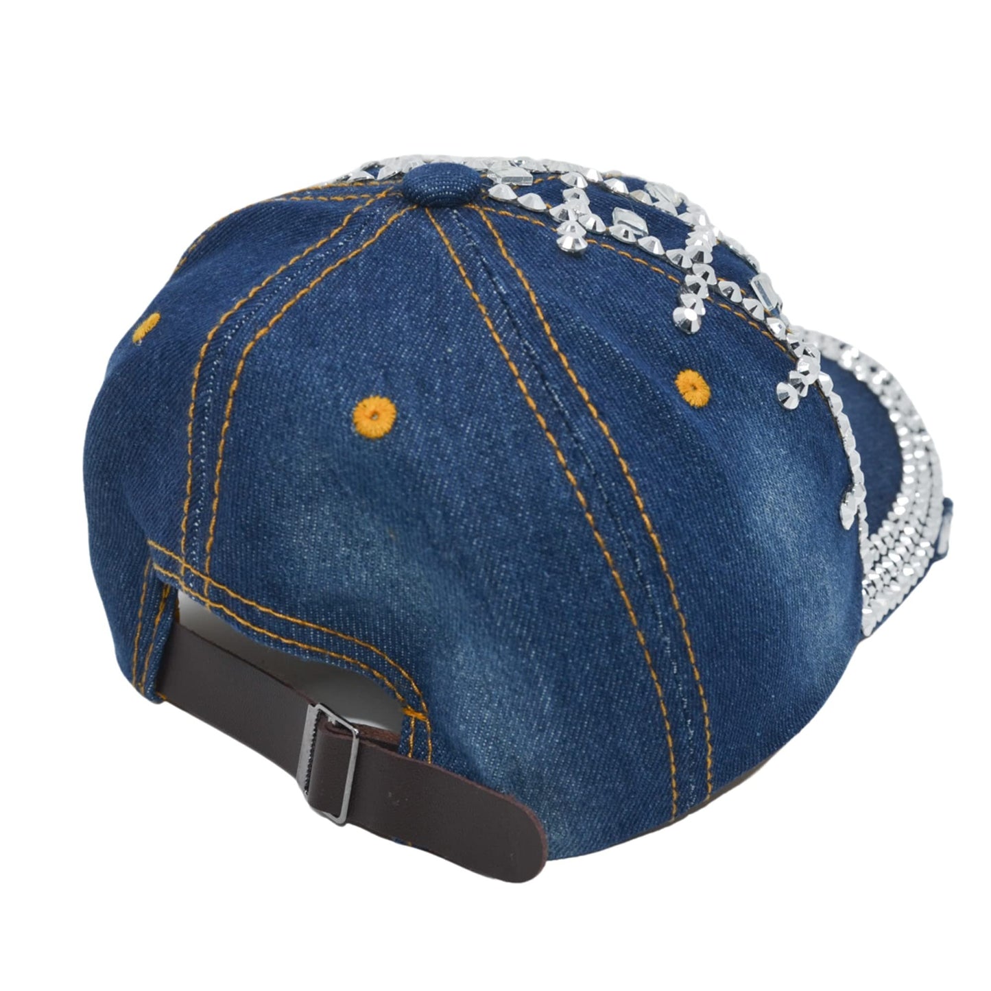 Popfizzy Rhinestone Baseball Cap for Women and Girls, Cute Bedazzled Hats, Shiny Bling Denim and Diamond Hat, Sparkly Gifts