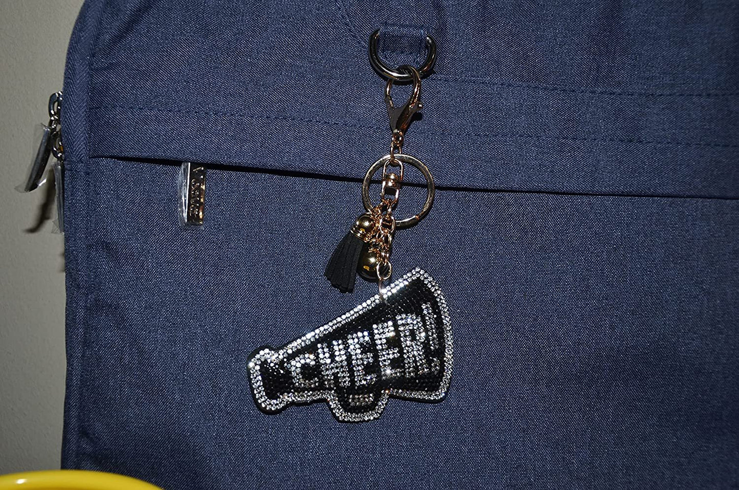 Popfizzy Silver and Black Cheer Keychain for Women and Girls, Cheerleader Bag Charm