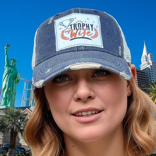 Popfizzy Funny Trophy Wife Hat for Women, Bride Baseball Hat, Bride and Groom Hat, Gift for Wife, Engaged Gift (Trophy Wife)