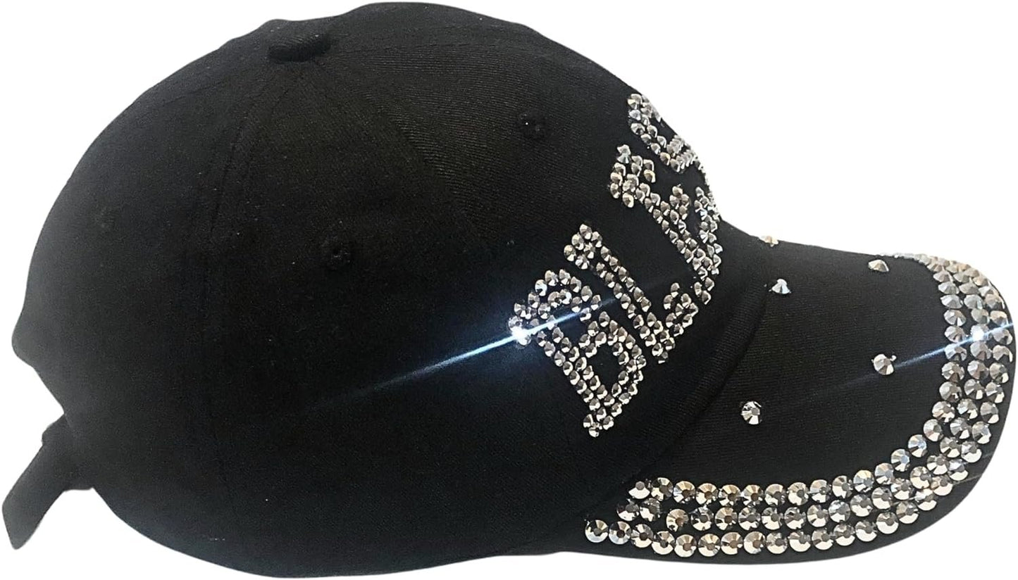 Popfizzy Bling Blessed Hats for Women, Rhinestone Christian Hats, Faith Based Christian Apparel, Blessed Mama, Blessed Items