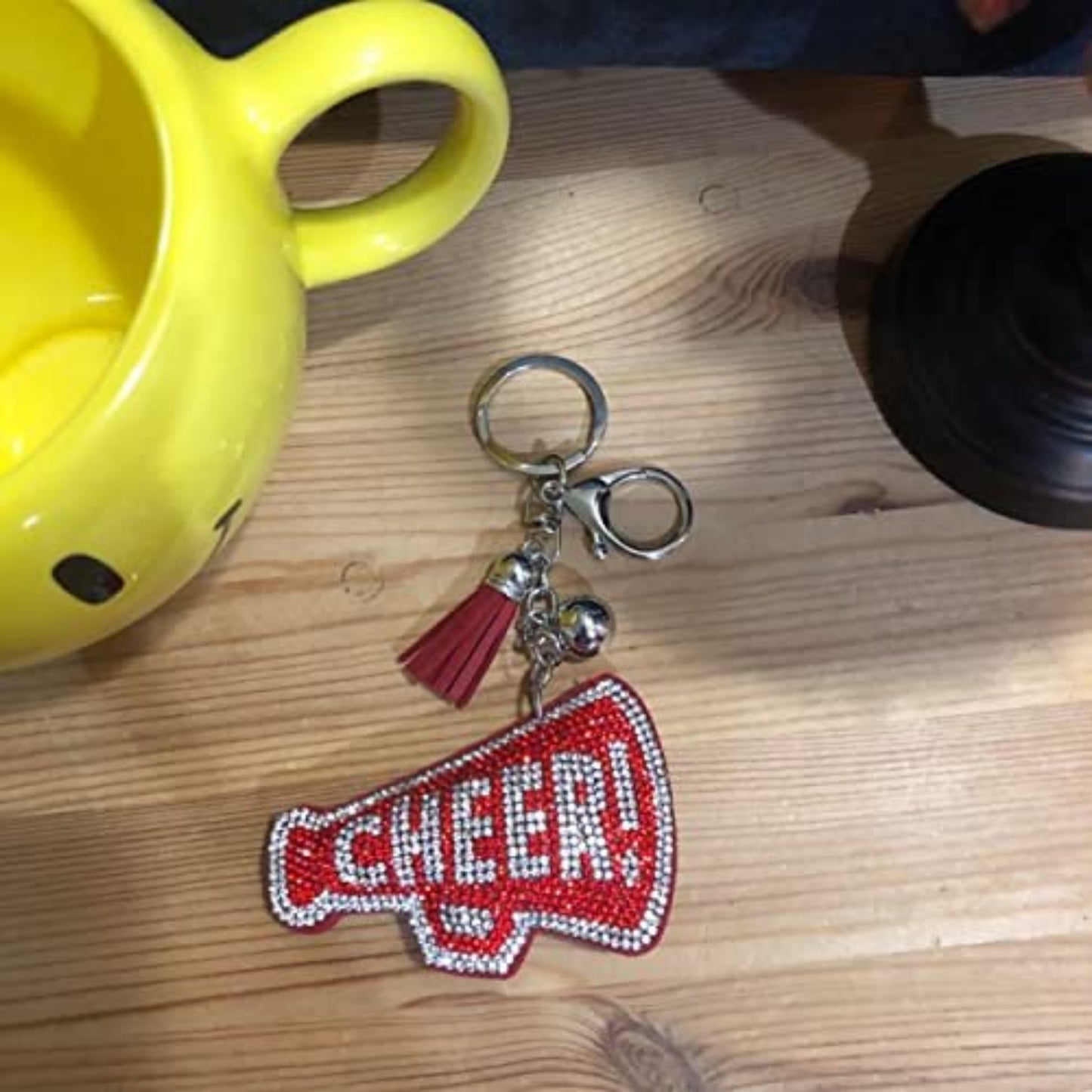 Popfizzy Cheer Keychain, Bling Cheerleading Backpack Key Chain, Rhinestone Cheerleader Purse Charms