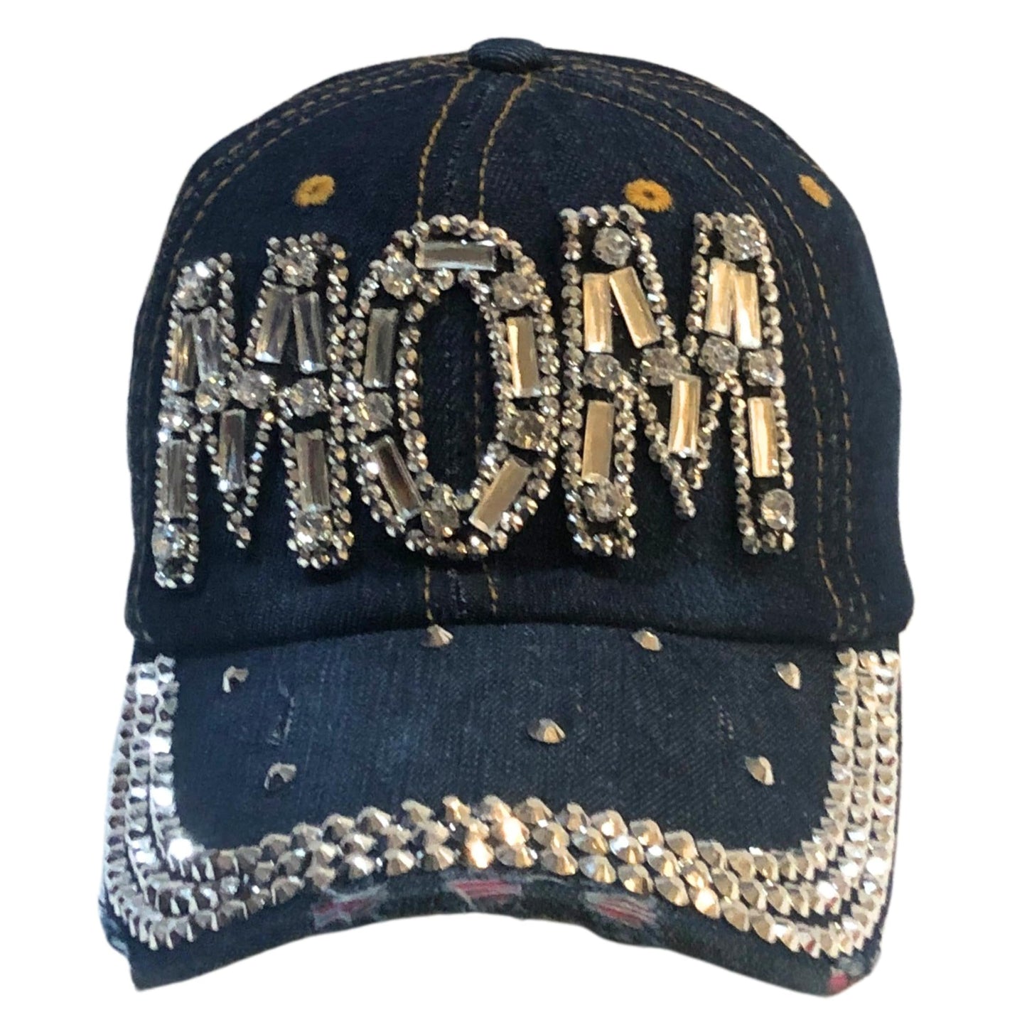 Popfizzy Rhinestone Mom Hat, Bling Baseball Cap for Mom, Cool Mom Gifts, Best Mama Hat, Sparkle Mom Accessories, Mom Cap