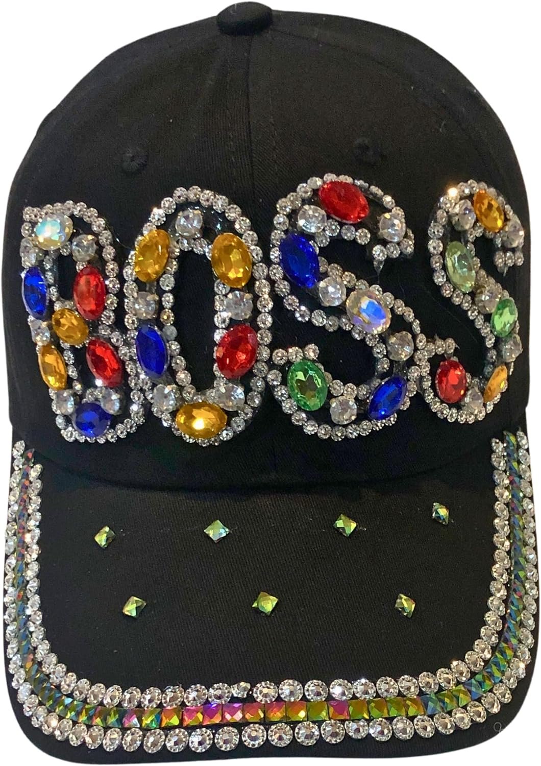 Popfizzy Bling Boss Baseball Cap for Women, Best Boss Gifts for Women, Multicolor Rhinestone Boss Hat, Gifts for Boss Women