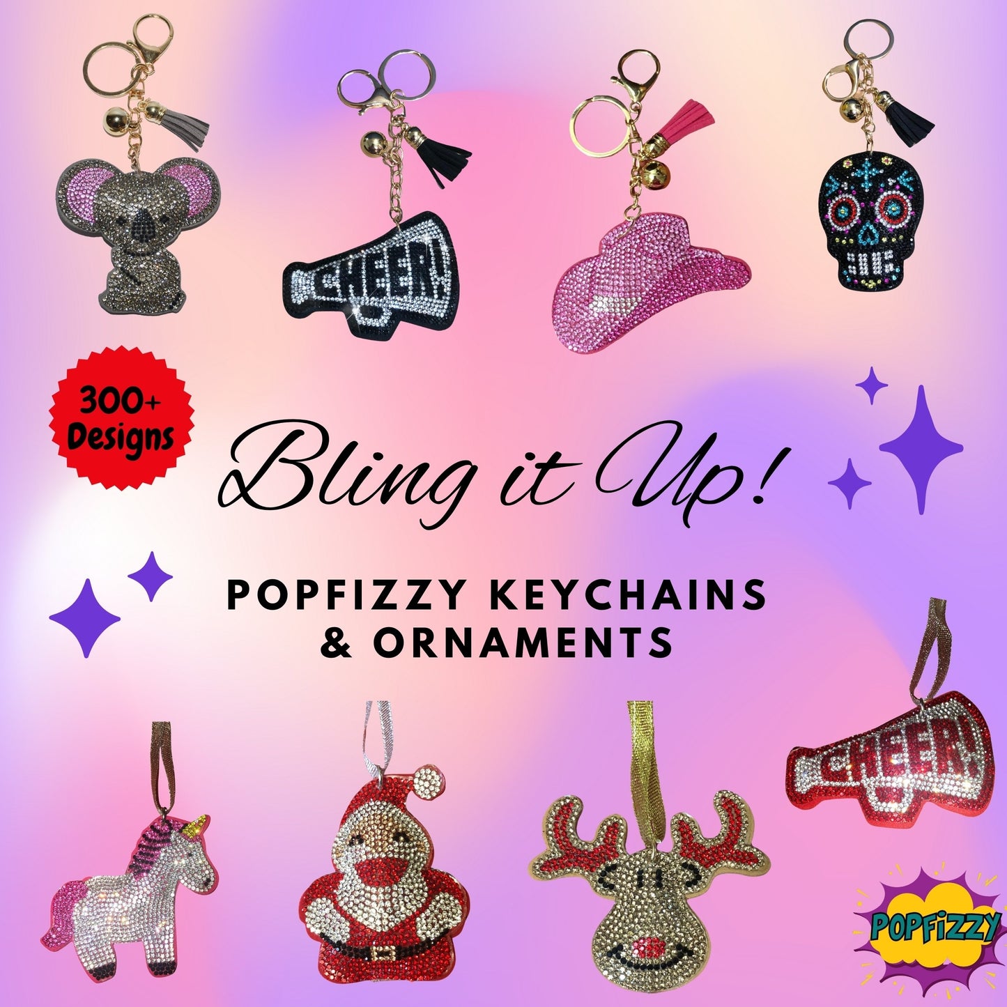 Popfizzy Blue Cheer Keychain for Women and Girls, Cheerleader Bag Charm