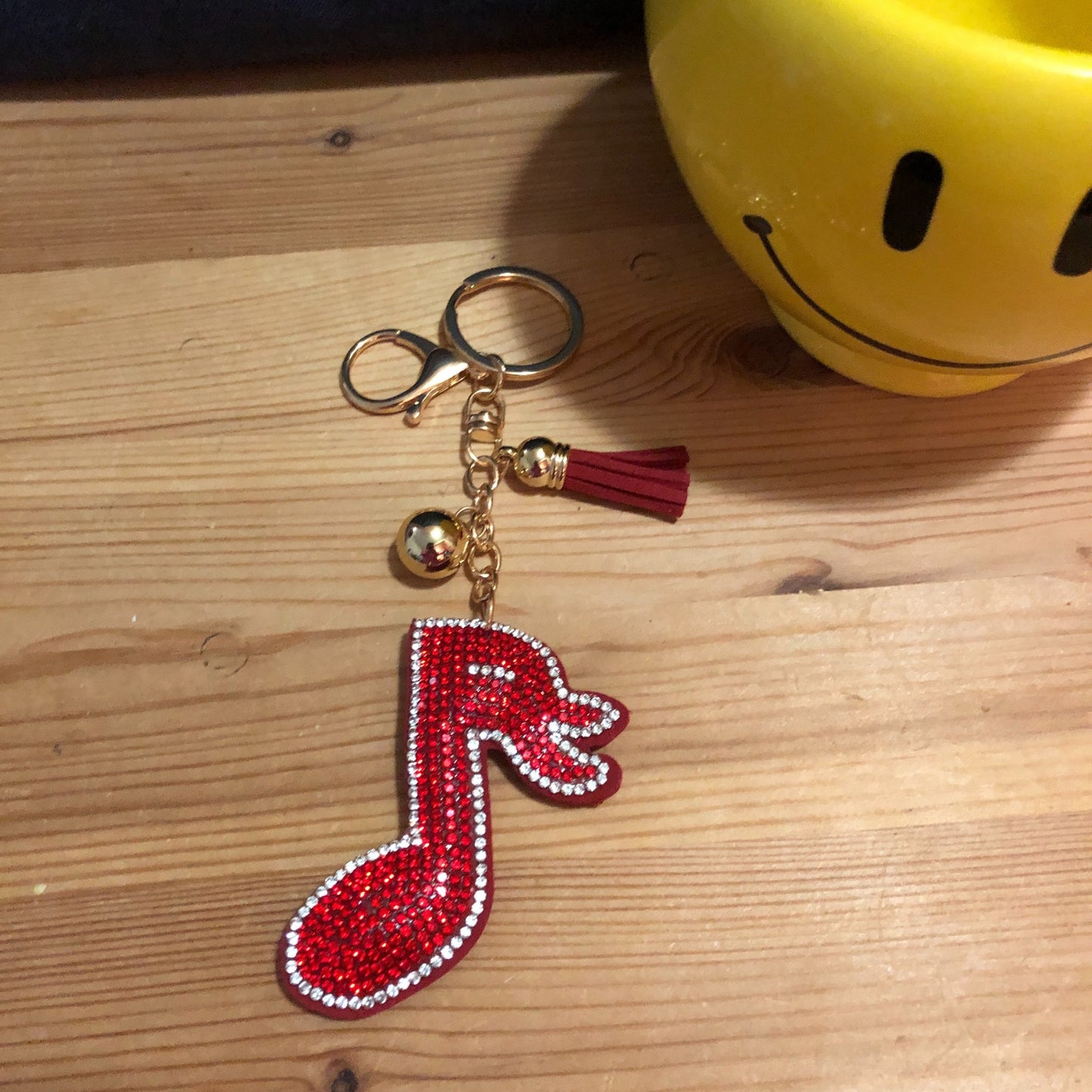 Music Note Keychain for Women and Girls Rhinestone Purse Charms Bling Backpack Accessories, Cute Key Fob Key Chain