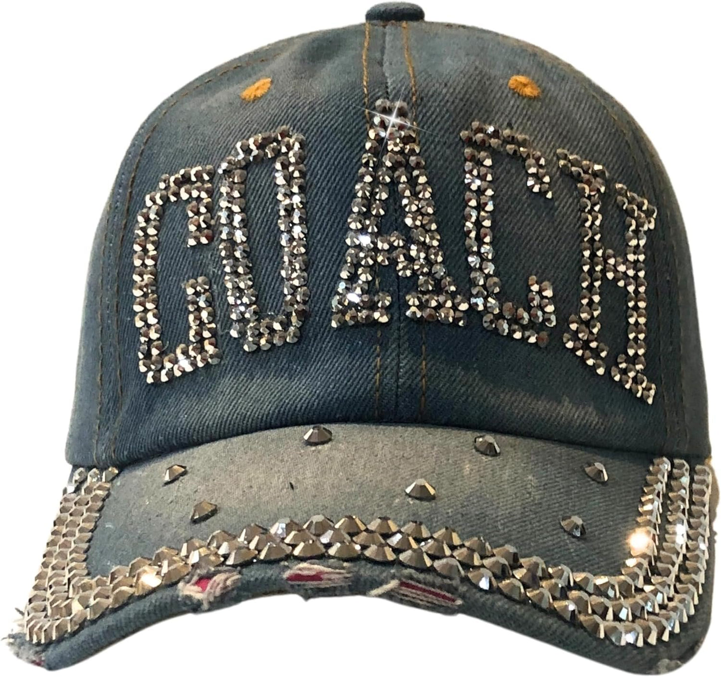 Popfizzy Bling Coach Hat with Rhinestones for Women, Best Cheer Coach Hat, Soccer Coach, Baseball Coach, Sports Coach Gifts