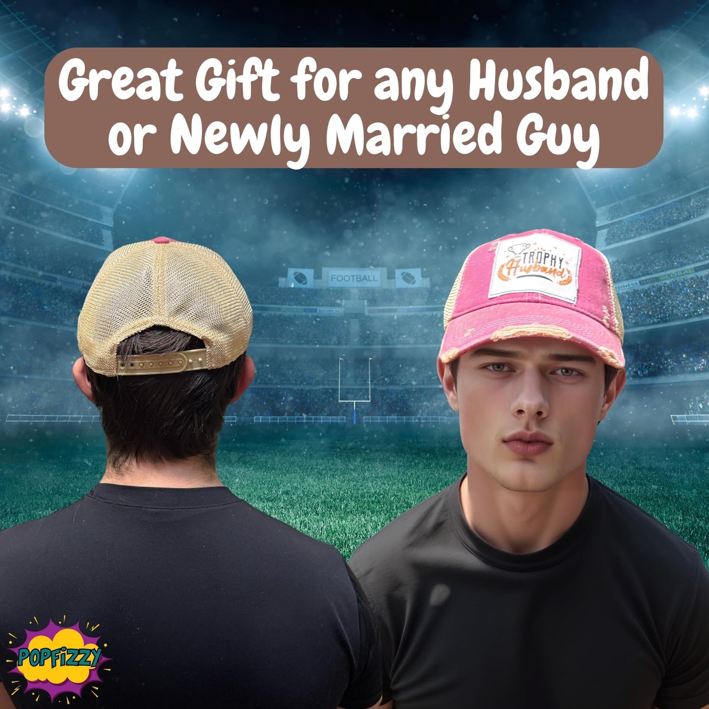 Popfizzy Funny Trophy Husband Hat for Men, Husband Baseball Hat, Bride and Groom Hat, Gift for Husband (Trophy Husband)