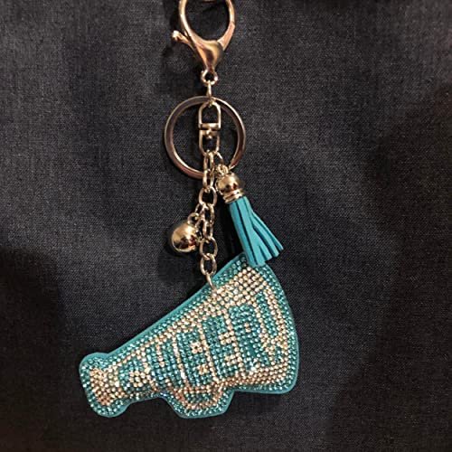 Popfizzy Silver and Blue Cheer Keychain for Women and Girls, Cheerleader Bag Charm