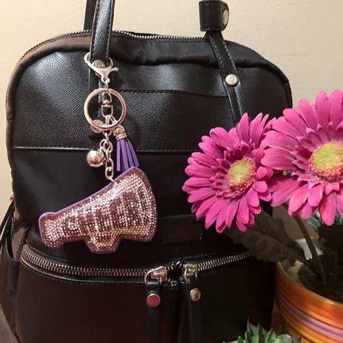 Popfizzy Bling Cheer Keychain for Girls and Women, Rhinestone Cheer Bag Charm, Cheerleader Gifts, Cheerleading Megaphone Backpack Key Chain