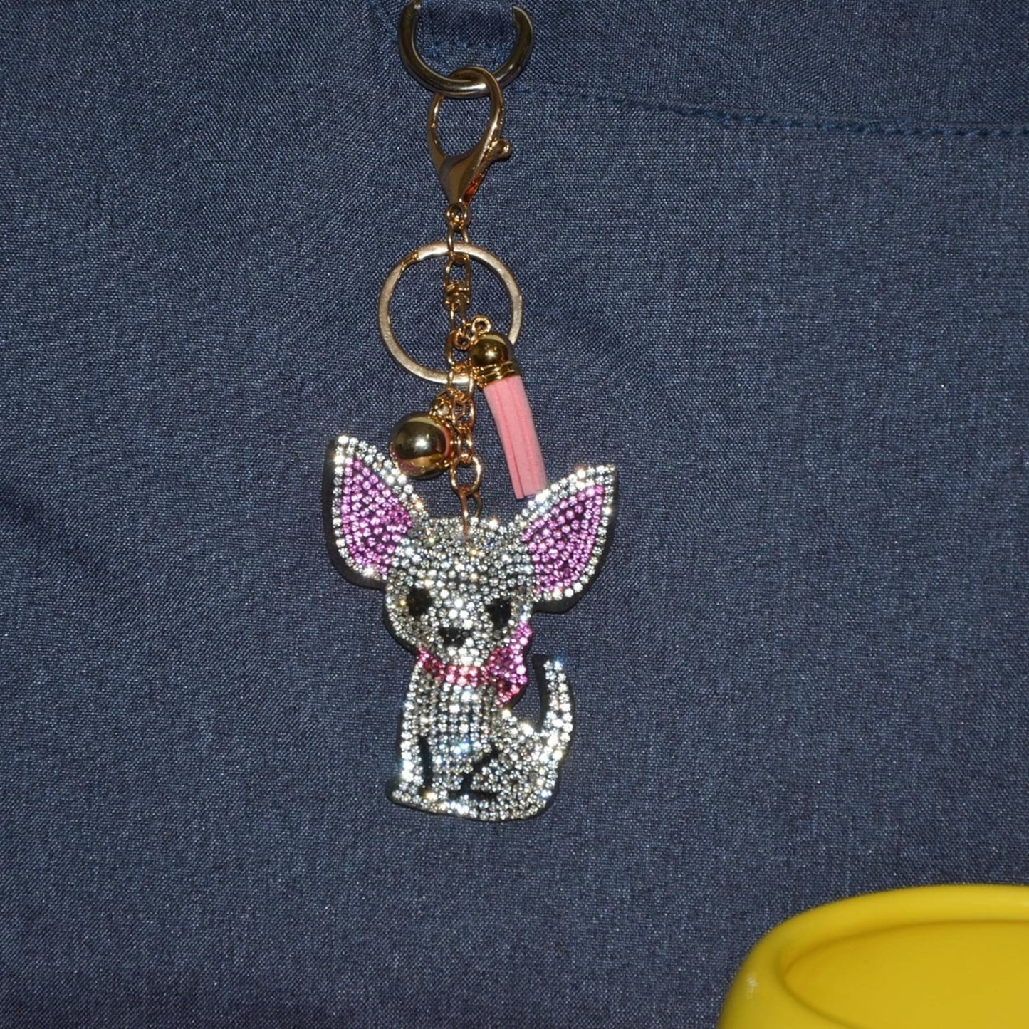 Popfizzy Bling Chihuahua Keychain for Women, Purse Bag Charm