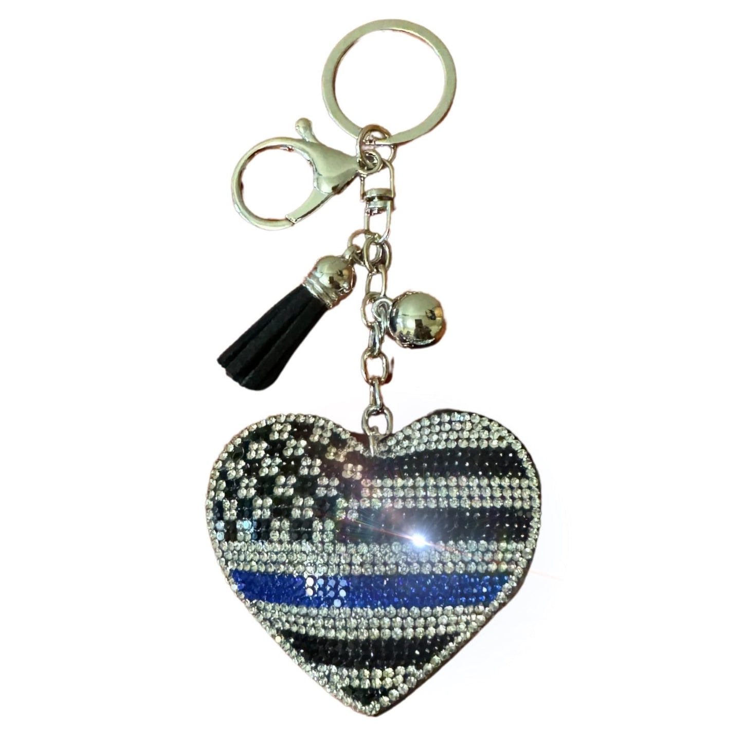 Popfizzy Police Keychain for Women and Girls, Thin Blue Line Backpack Key Chain, Purse Charm, Gifts for Police Officers Women