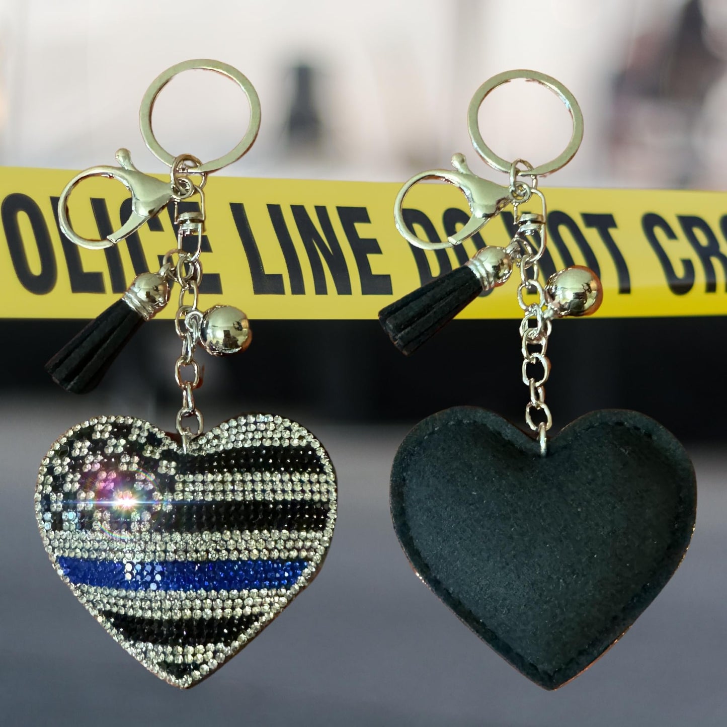 Popfizzy Police Keychain for Women and Girls, Thin Blue Line Backpack Key Chain, Purse Charm, Gifts for Police Officers Women