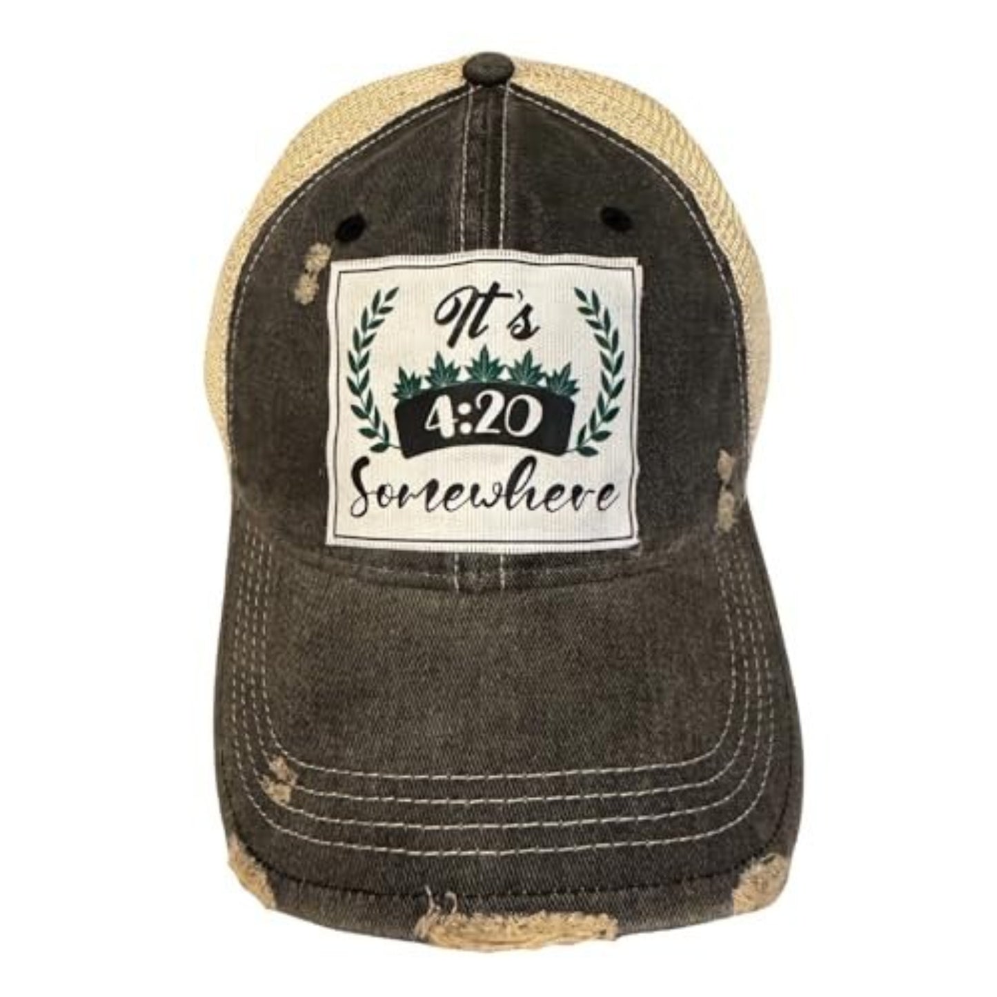 Popfizzy Weed Hat for Men and Women, It’s 420 Somewhere Trucker Hat, Marijuana Gifts for Weed Smokers (It’s 420 Somewhere)