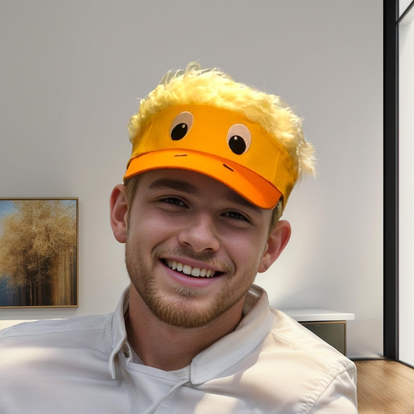 Popfizzy Duck Hat with Hair for Men and Women, Wig Hat, Fake Hair Hat, Adult Halloween Baseball Hat with Hair Attached