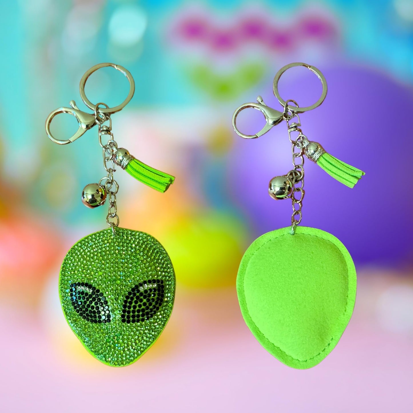 Popfizzy Alien Keychains for Women and Girls, Bedazzled Purse Charm, Bling Backpack Accessories, Bag Charms, Green Alien Gift