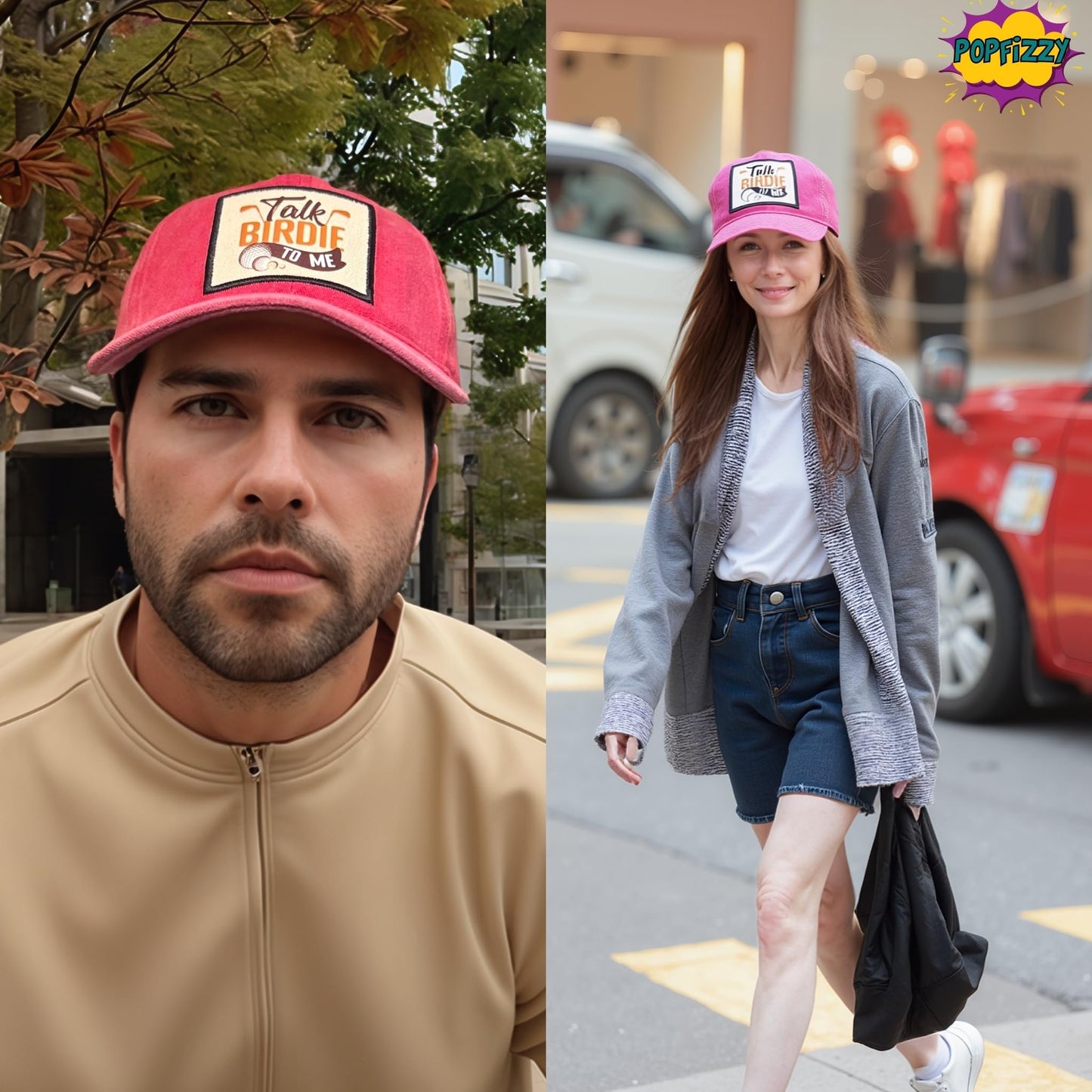 Popfizzy Talk Birdie to Me Hats for Golfers, Adjustable Golf Hat, Funny Golf Gifts for Men and Women, Golfing Baseball Caps