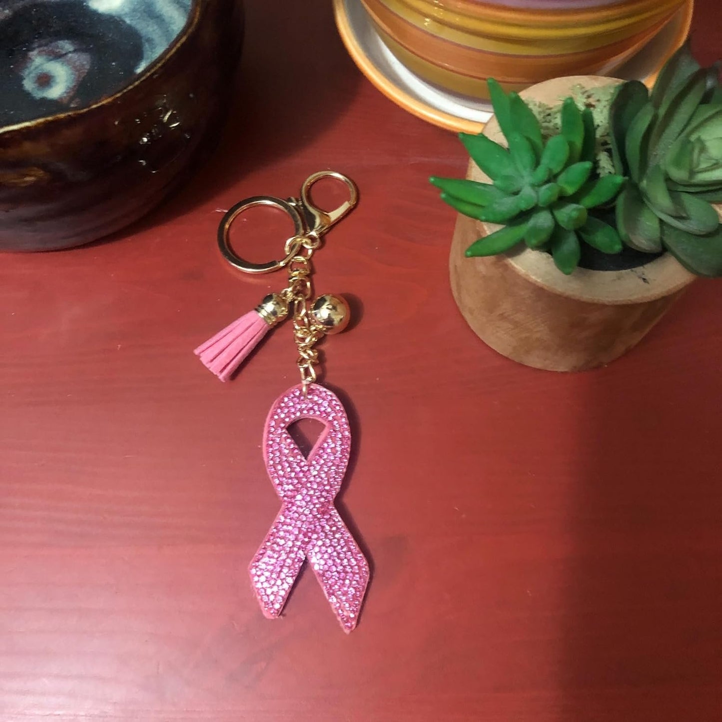 Popfizzy Pink Breast Cancer Keychain Accessories for Women, Breast Cancer Gift for Her