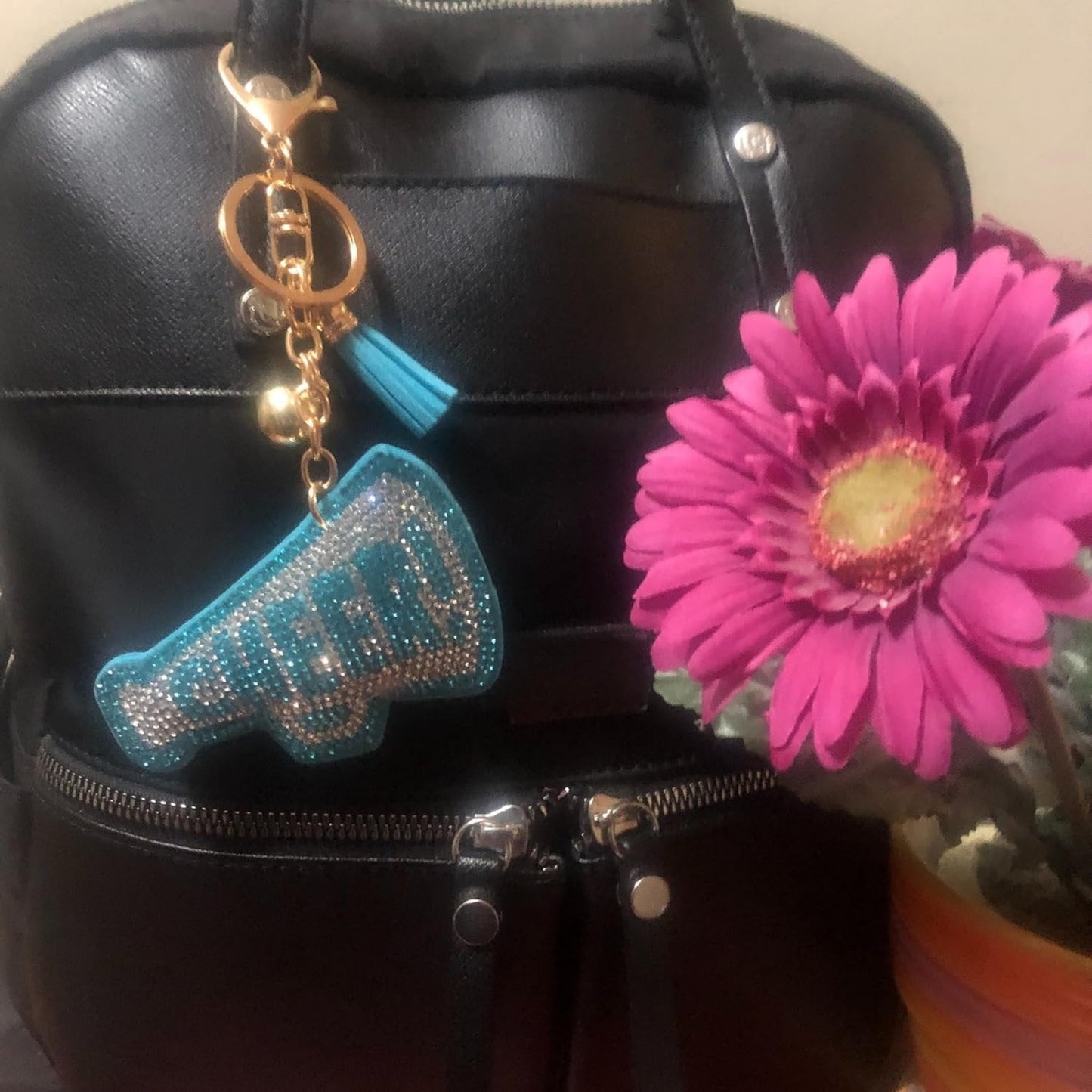 Pink Evil Eye Keychain for Women and Girls Rhinestone Purse Charms Bling Backpack Accessories, Cute Key Fob Key Chain